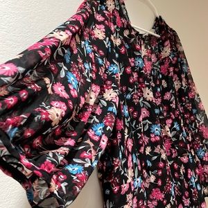 Calvin Klein Plus Size Floral Blue and Pink Floral Long Wrap Dress